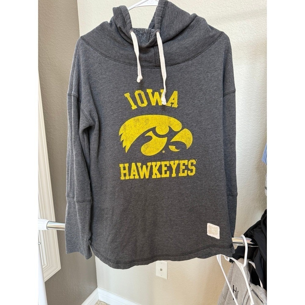 The Original‎ Retro Brand Iowa Hawkeyes Womens Hoodie Small Grey Thumbholes NCAA